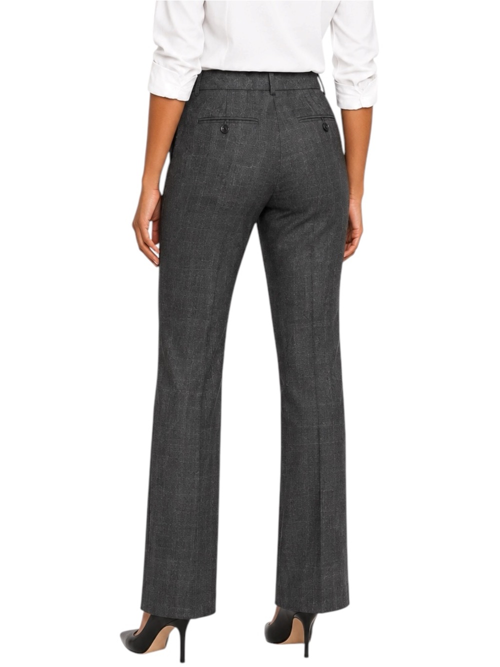 TOMMY HILFIGER Grey Plaid Wool Straight Leg Pant US 8 Medium - Picture 3 of 10